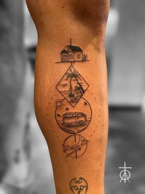 Custom Travel Tattoo for Hawaii, done by our Fine Line Tattoo Artist Claudia Fedorovici #traveltattoo #geometrictattoo #fineline #finelinetattooartist #claudiafedorovici #tattooartistsamsterdam #tempesttattooamsterdam 