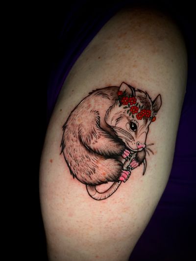 Capture the charm of a unique opossum with this neo-traditional, illustrative tattoo by renowned artist Ben Twentyman.