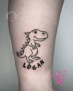 Stick and Poke T-Rex Dinosaur Tattoo by Pokeyhontas at KTREW Tattoo - Birmingham UK 
#stickandpoke #Handpoke #dinosaur #trex #ankletattoo