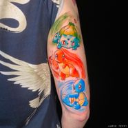 Anime Watercolor Pokemon Trio Tattoo Tattoodo Anime Watercolor Pokemon Trio Tattoo Tattoodo