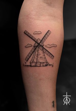 Fine Line Windmill Tattoo Done By Claudia Fedorovici in Amsterdam #finelinetattoo #amsterdamtattoo #finelinetattooartist #claudiafedorovici #ascetictattoo #tempesttattooamsterdam #tattooartistsamsterdam 