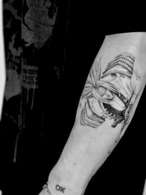 Experience the power of Shaman King with this stunning black and gray anime tattoo of Jin by Saka Tattoo.