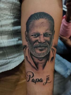 Father portrait tattoo on inner forearm...Done by satish mandhare...