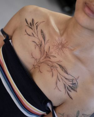 Botanic ornament tattoo, custom piece