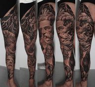 greek and roman mithology black and grey full leg