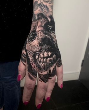 zombie hand tattoo black and grey realistic