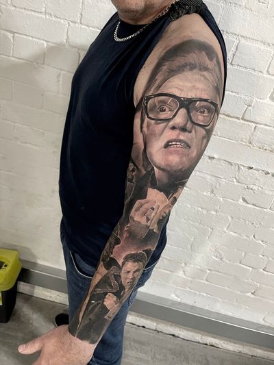 snatch movie full sleeve black and grey tattoo 