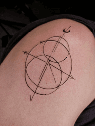 Geometric abstract style fine line compass for this clients first tattoo.
