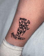Devil with Phrase Tattoo