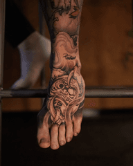 Daruma Doll Foot Tattoo