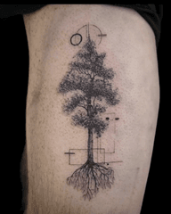 Tree of Life with Geometric Roots Tattoo