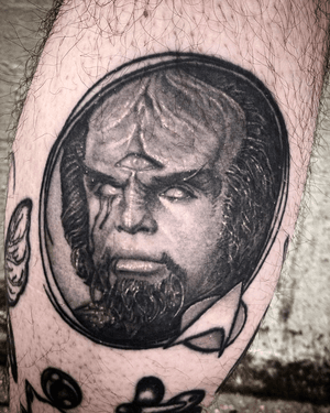 Lieutenant Worf from Star Trek, fully healed miniature portrait.
