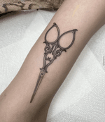 Delicate black and grey ornate scissors 