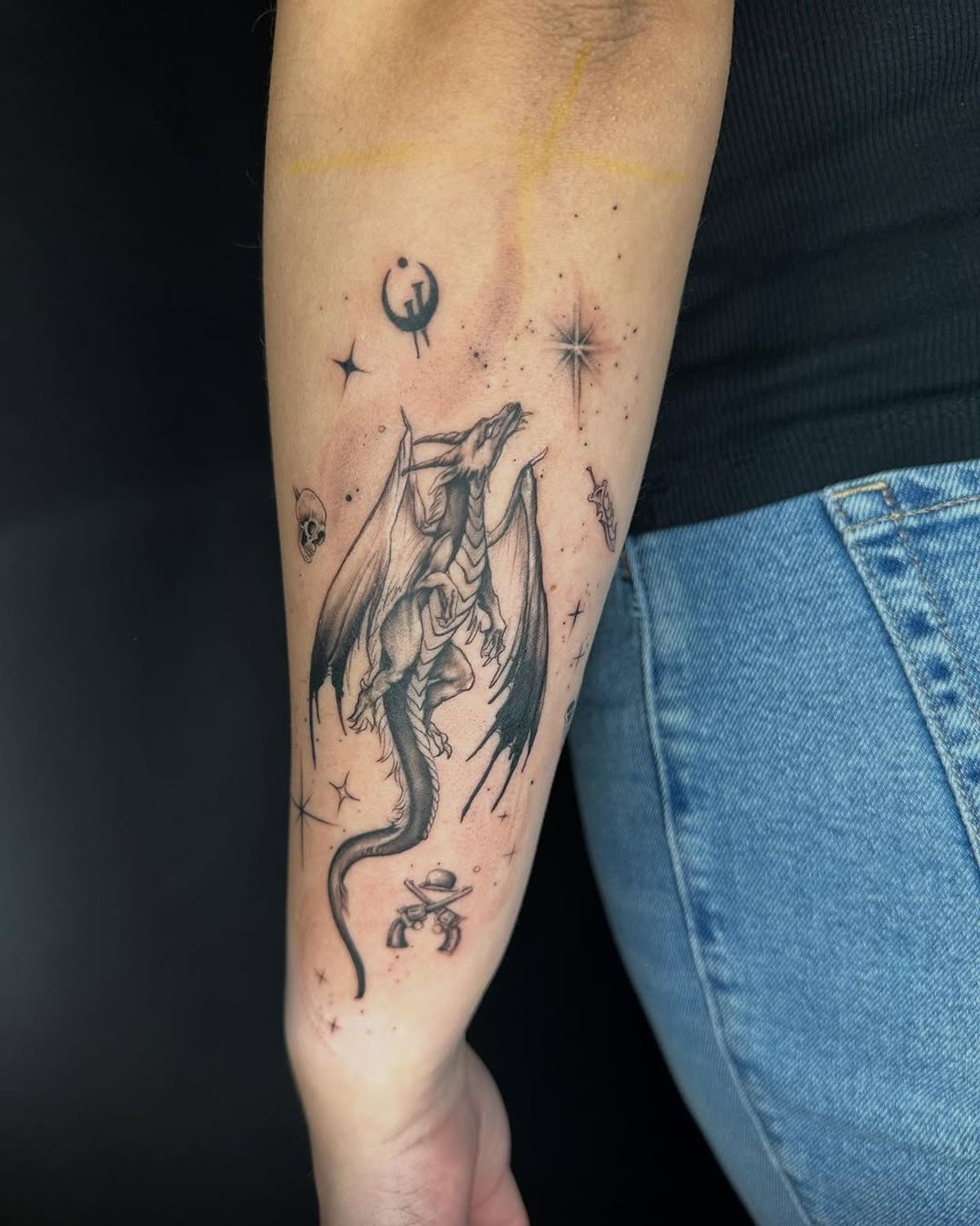 ornamental arm tattoo