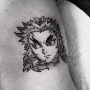 Embrace the fiery spirit of Rengoku from Demon Slayer with this stunning anime tattoo by the talented Barbara Nobody. Perfect for fans of the epic series!