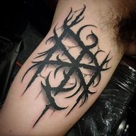 Created and cast this bindrune while @hell_city this last weekend! It includes the runes: -Dagaz: breakthrough or awakening -Hagalaz: wrath of nature, uncontrollable forces -Kenaz: vision, revelation, creativity Thanks to everyone that came out and got tattooed and to everyone that helped to put such an amazing show together! It was truly a special weekend! Proudly sponsored by: @saniderm ProTeam @phucstyxtattoosupply @blackworkgloves @blackwork_supply @peakneedles Much love 🤘❤️🤘 #runewizard #runes #runic #bindrune #bundrunes #norse #vikingink #gothviking #vikingtattoo #nordictattoo #gotharts #gothrunes #gothscript #symbolic #freehand #freehandtattoo #hellcity #Magick #blessed #magic #tattooacceptance #sanidermproteam #tattooconvention #grateful #darkart #postivevibes @axysrotary @braniderm @industryinks @cannainkd @rawpigments @vegvisirbodyart @surreal_tattoo_dark