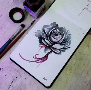 "Fecha os olhos"#crisantemo #eyetattoo #flowertattoo #watercolor #tattooproject #sptattoo 