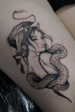 Horned Woman with Snake and Fan