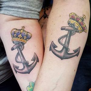 Tattoo uploaded by Studio 28 Tattoos • Some really fun king and queen  crowns and anchors from jasonackerman. #ny #nyc #newyork #newyorkcity #king  #queen #crown #anchor • Tattoodo