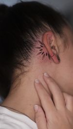 Delicate Dotwork Sunburst Behind Ear