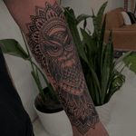 Owl and Mandala Arm Tattoo