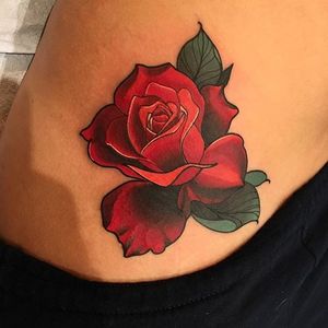 Rose cover on a cool new client. Cover was script in the bottom right leaf and partial petal. This is an effect cover, so we like to think. Tattoos by grant_tattoos here at rbitattoo done proudly with #eternalink #rose #flower