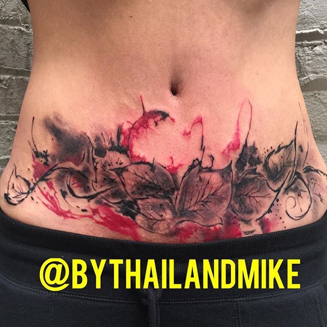 Tattoo uploaded by Scratch Tattoos • Tummy tucks and C section..... Scars, can make you feel ugly. Getting tattooed may make you feel and look beautiful again! #freehand #tummytuck #csection #bythailandmike #Thailandmike #