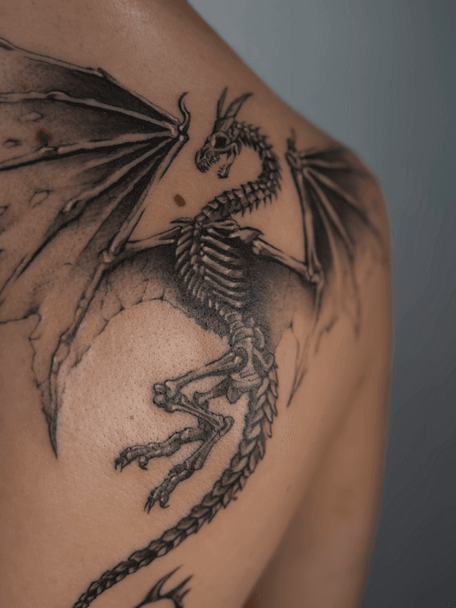 Skeletal Dragon Tattoo