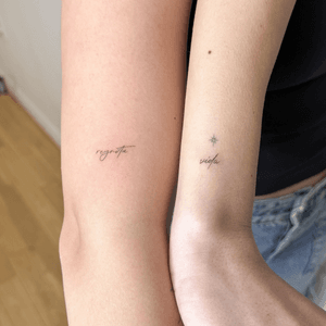 Small lettering tattoo style