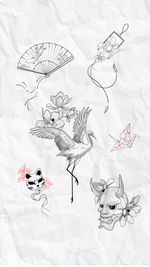 Japanese Inspired Tattoo Flash Sheet