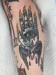 Candle Hand Tattoo