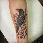 Raven Tattoo with Foliage