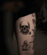 Skull with Flower Tattoo