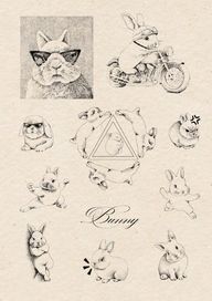 2-6 inch bunny flash tattoo.