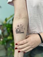 Open Book with Flowers Tattoo