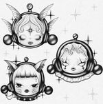 Gothic Neo-Traditional Doll Head Flash