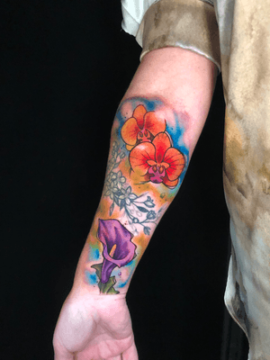 #sandrosecchin #flowertattoo #floraltattoo #watercolourtattoo