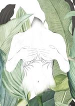 This fine line leaves gracefully frame the underboob and extend to the ribcage 