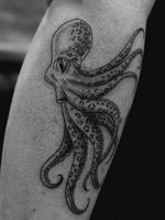 Black & Grey Octopus with leopard print pattern