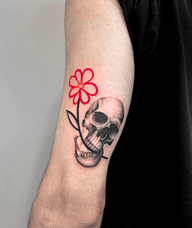 Skull and Flower