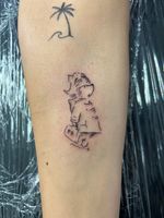 Paddington bear tattoo in sketchy fine line style
