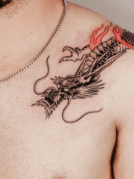 Dragon Head and Fire Tattoo