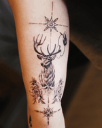 Stag with Floral and Geometric Elements