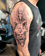 Anubis and Pharaoh Tattoo