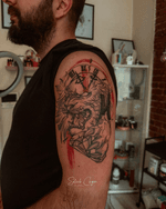 Lion and Clock Tattoo