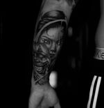 Another girl. #nyctatt #tattoonyc#nyctattoo #tattooartistnyc #darkartist #oculttattoo #blackandgreytattoos