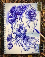 Mystical Eyed Peacock Drawing