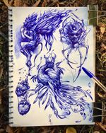 Mystical Eyed Peacock Drawing