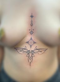 Delicate Underbust Line Art Tattoo