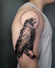 Just Crow . . . . . #tattoo #art #tattoomayhemstudio #crow #raven #blackandgreytattoo #armtattoo #orangecounty #californiatattoo #tattooideas